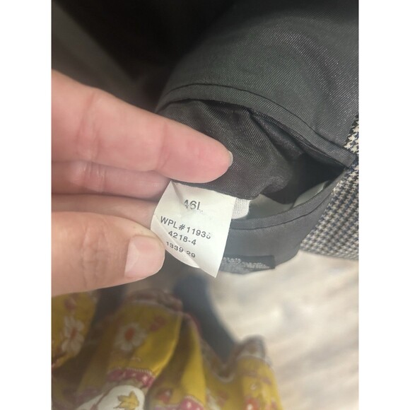 Stafford Men's Blazer Sport Coat Size 46L 100% Wool Black Beige Tweed 3-Button - Picture 6 of 6